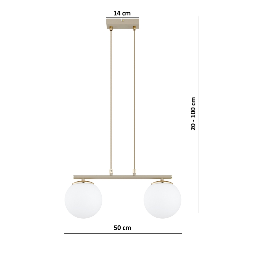 Brilagi - Lampadario a sospensione su cavo MILO 2xE27/60W/230V beige/oro