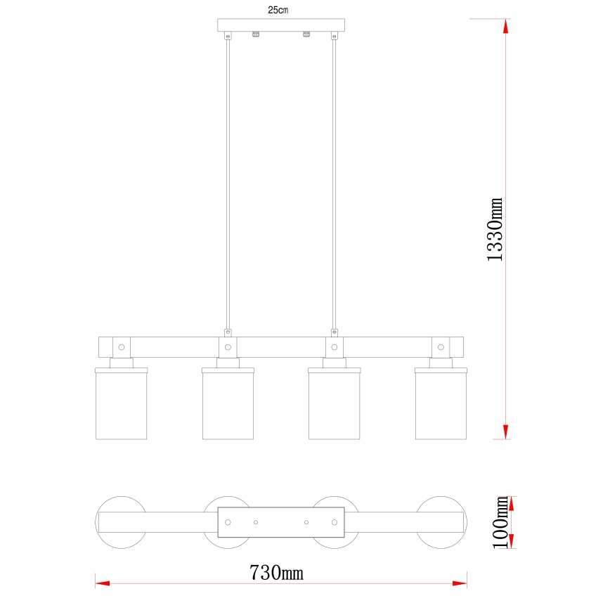 Brilagi - Lampadario a sospensione su cavo VISTA 4xE27/60W/230V rovere