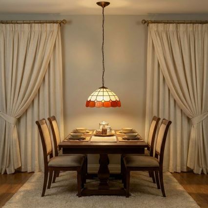 BRILAGI - lampadario a sospensione Tiffany in vetro colorato con catena SIENNA 1xE27/60W/230V Ø 40 cm
