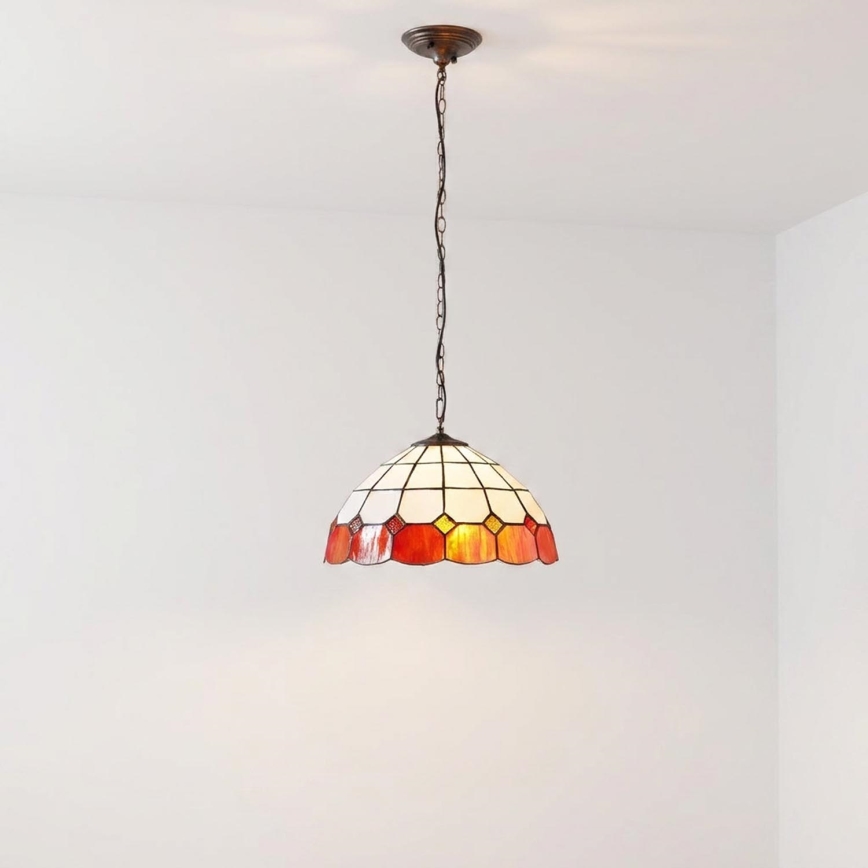 BRILAGI - lampadario a sospensione Tiffany in vetro colorato con catena SIENNA 1xE27/60W/230V Ø 40 cm