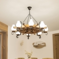 Brilagi - Lampadario a sospensione TIMONA a catena, 8xE14/40W/230V, diam. 70 cm, finitura faggio