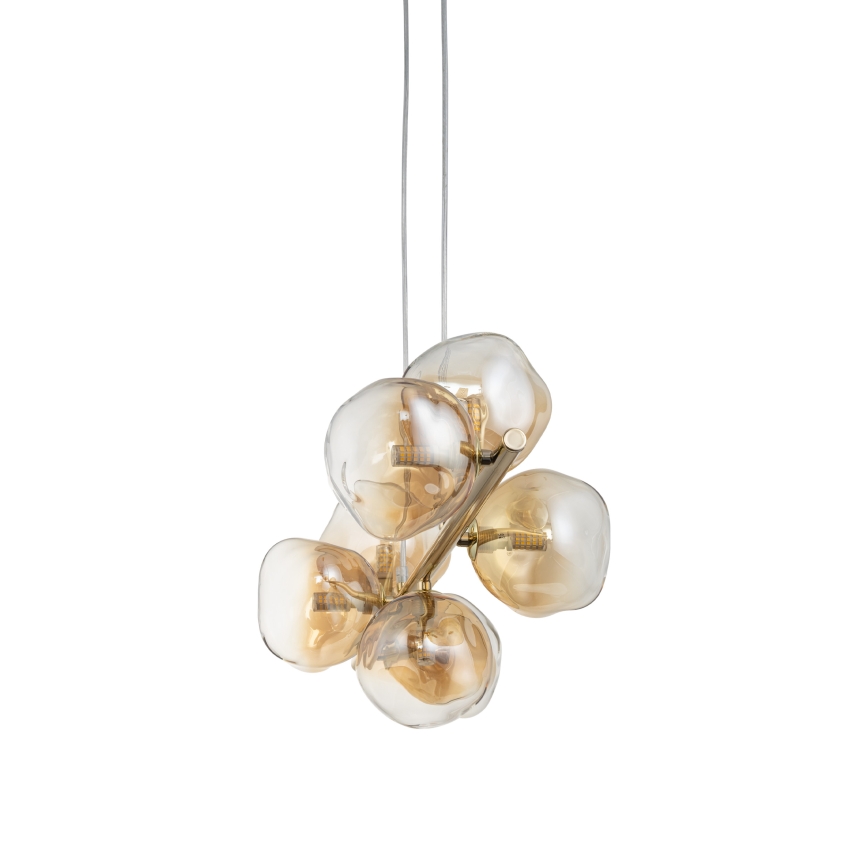 Brilagi - Lampadario a sospensione VULCANO su cavo 7xG9/8W/230V dorato/beige fumé