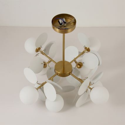 Brilagi - Lampadario a stelo BALMO 8xG9/9W/230V Ø 60 cm oro/bianco