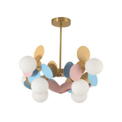 Brilagi - Lampadario a stelo BALMO 8xG9/9W/230V Ø 60 cm oro/blu/rosa