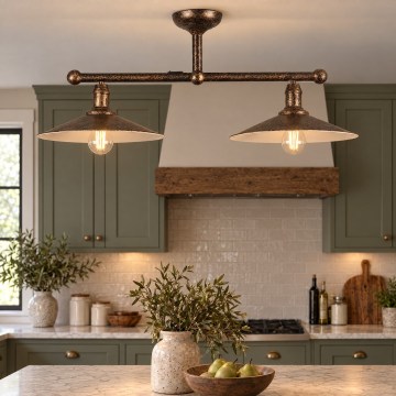 BRILAGI - Lampadario a stelo FORGE 2xE27/60W/230V rame/patina