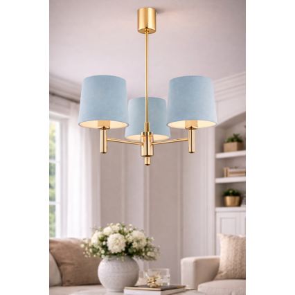 Brilagi - Lampadario a stelo MONTE 3xE27/15W/230V blu/oro