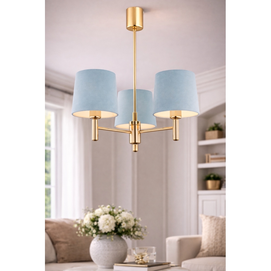 Brilagi - Lampadario a stelo MONTE 3xE27/15W/230V blu/oro