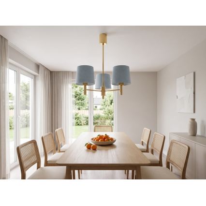 Brilagi - Lampadario a stelo MONTE 3xE27/60W/230V blu/oro