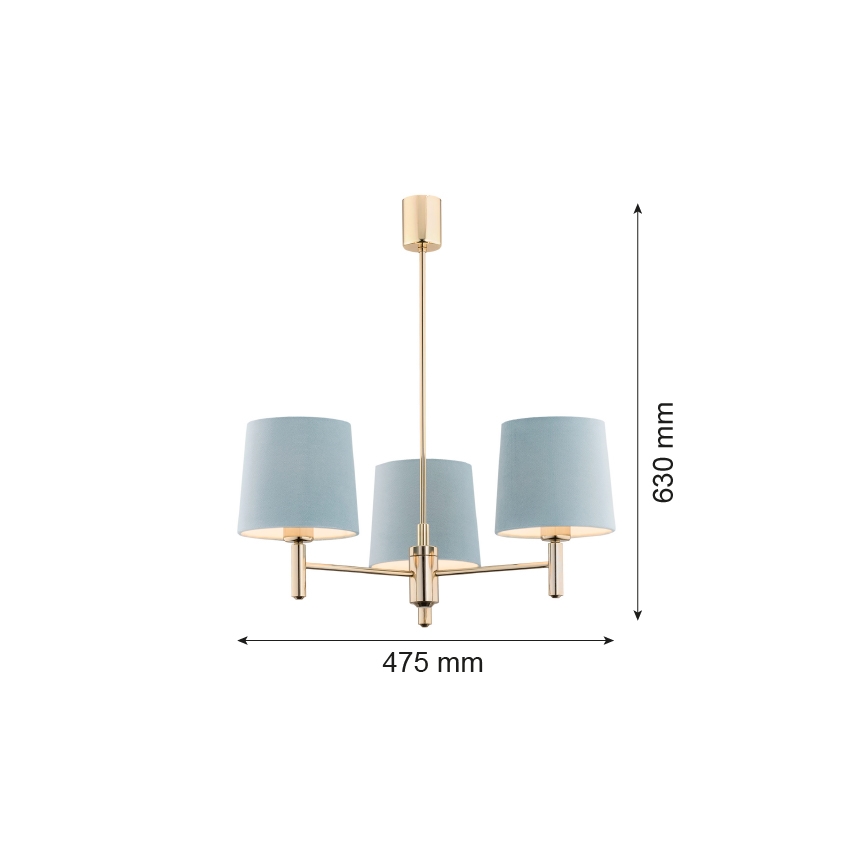 Brilagi - Lampadario a stelo MONTE 3xE27/60W/230V blu/oro