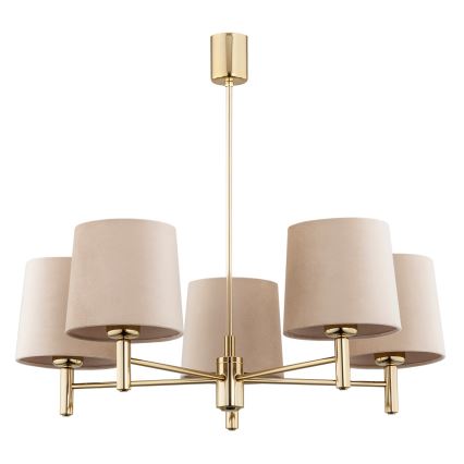 Brilagi - Lampadario a stelo MONTE 5xE27/15W/230V beige/oro