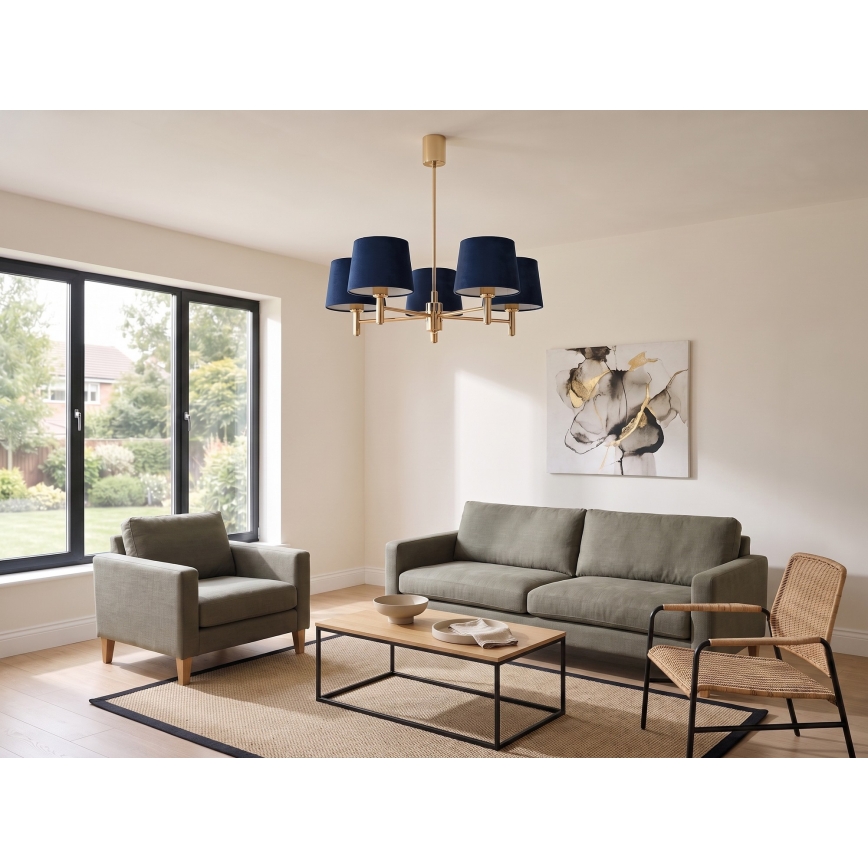 BRILAGI - Lampadario a stelo MONTE 5xE27/60W/230V blu/oro