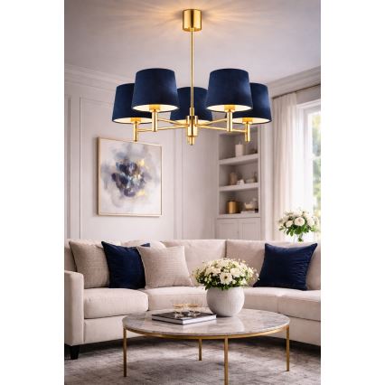 Brilagi - Lampadario a stelo MONTE 5xE27/60W/230V blu/oro