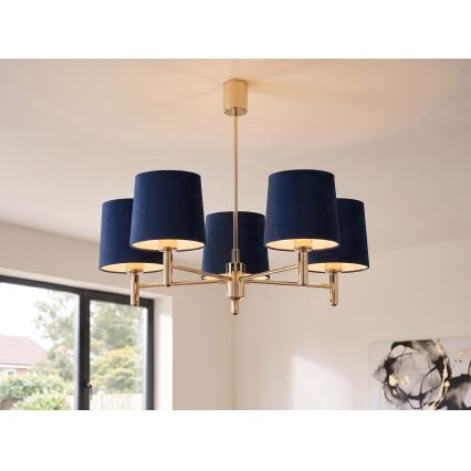 Brilagi - Lampadario a stelo MONTE 5xE27/60W/230V blu/oro