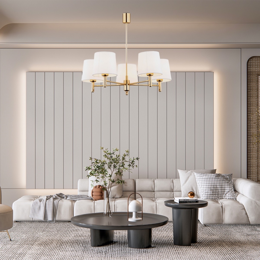 Brilagi - Lampadario a stelo MONTE 5xE27/60W/230V crema/oro