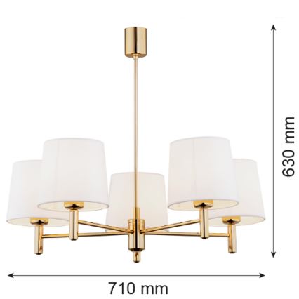 Brilagi - Lampadario a stelo MONTE 5xE27/60W/230V crema/oro