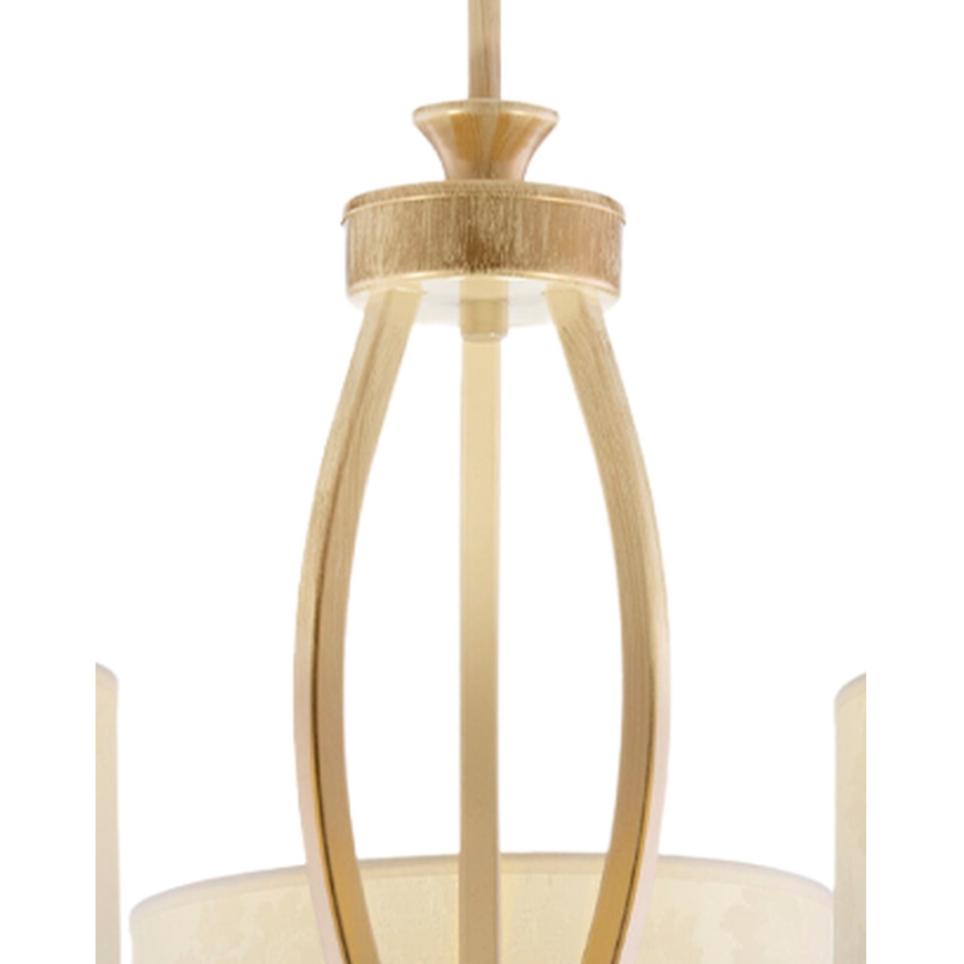 Brilagi - Lampadario a stelo SAPHIRE 3xE27/15W/230V Ø 66 cm crema/oro/patina