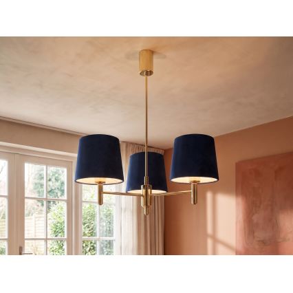 Brilagi - Lampadario con asta MONTE 3xE27/60W/230V blu/oro