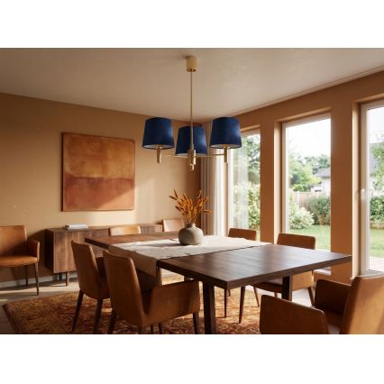 Brilagi - Lampadario con asta MONTE 3xE27/60W/230V blu/oro