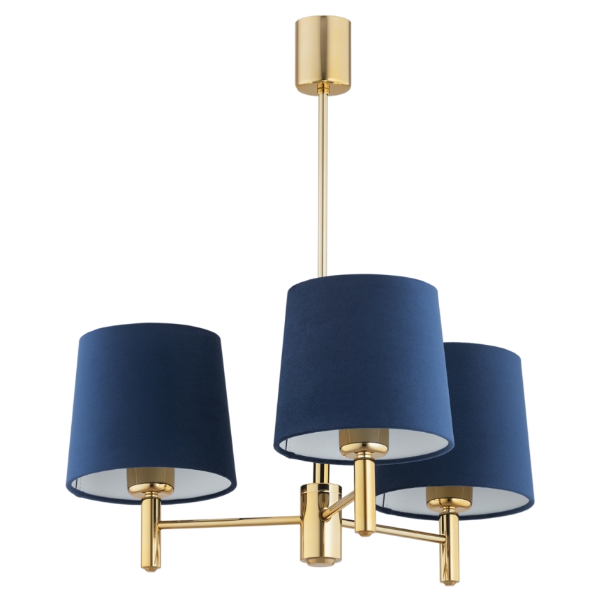 Brilagi - Lampadario con asta MONTE 3xE27/60W/230V blu/oro