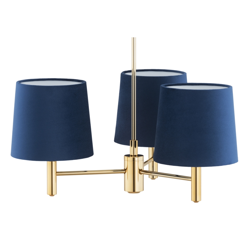 Brilagi - Lampadario con asta MONTE 3xE27/60W/230V blu/oro
