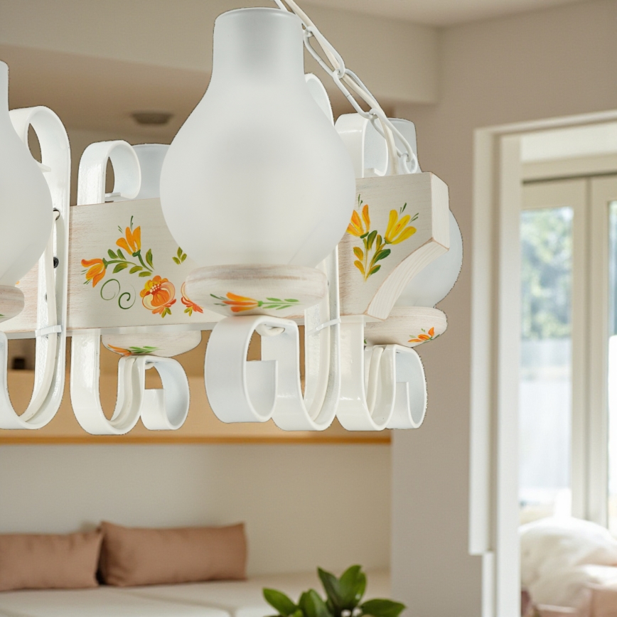 Brilagi - Lampadario con catena QUEEN 4xE14/40W/230V faggio/crema