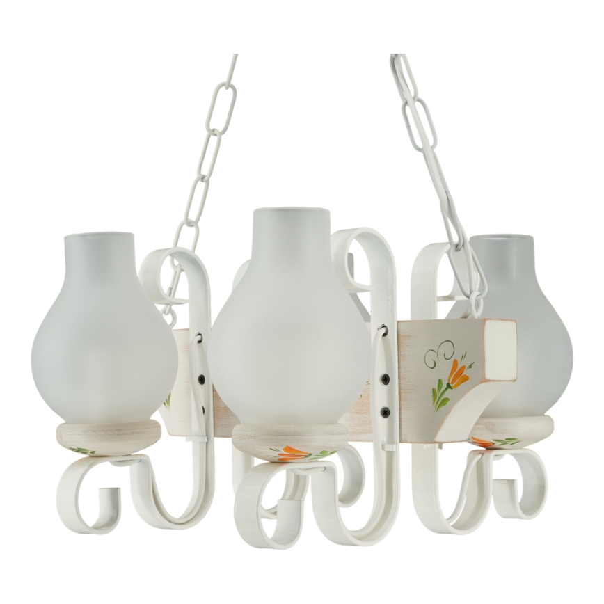 Brilagi - Lampadario con catena QUEEN 4xE14/40W/230V faggio/crema