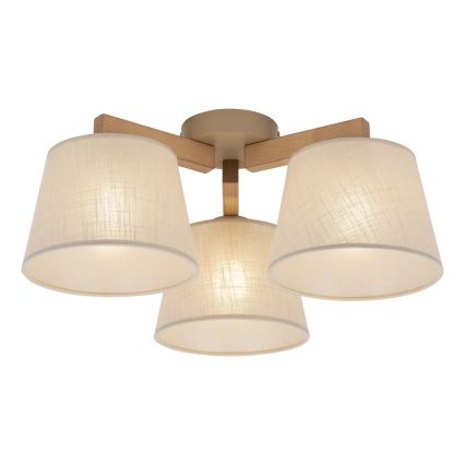 Brilagi - Lampadario da soffitto a montaggio superficiale LATTE SABIA 3xE27/15W/230V pino/beige