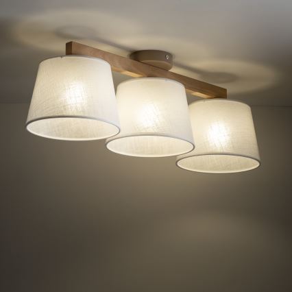 Brilagi - Lampadario da soffitto a montaggio superficiale LATTE SABIA 3xE27/60W/230V pino/bianco