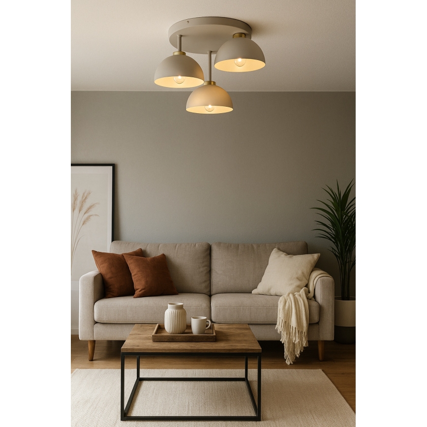 Brilagi - Lampadario da soffitto a plafone 3xE27/60W/230V beige/oro