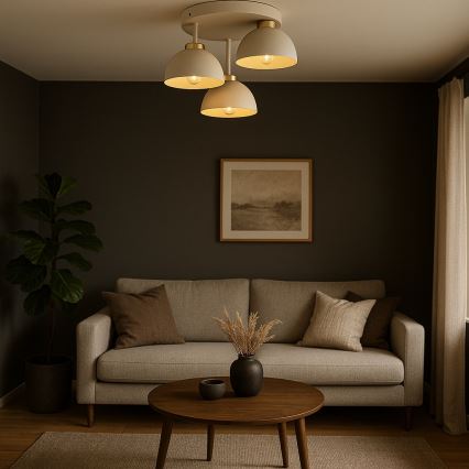 Brilagi - Lampadario da soffitto a plafone 3xE27/60W/230V beige/oro