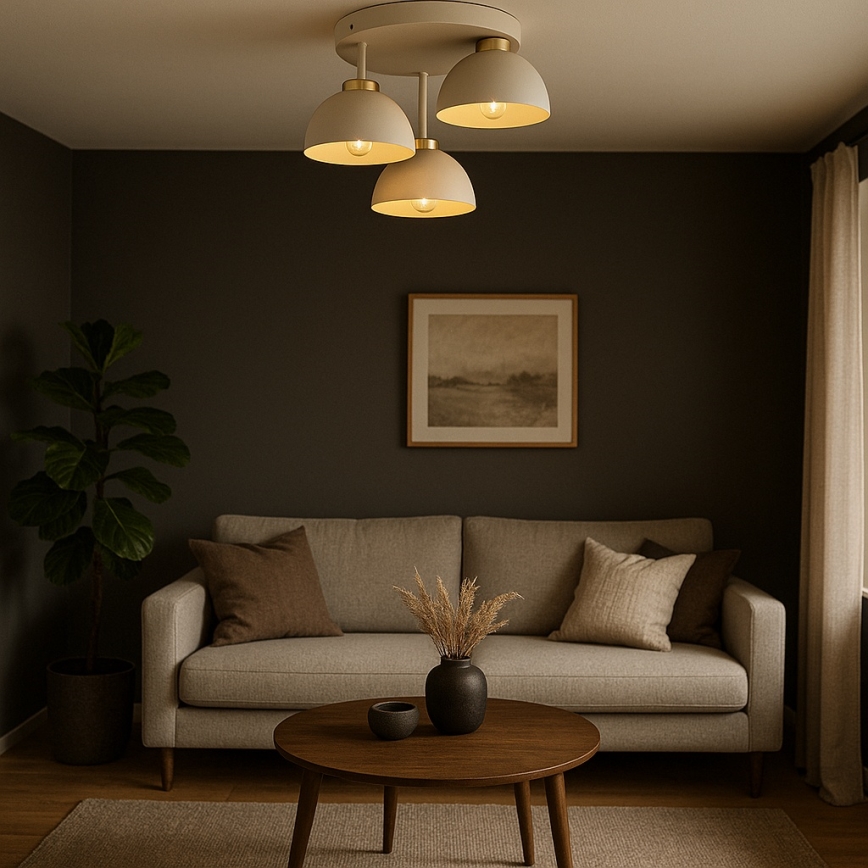 Brilagi - Lampadario da soffitto a plafone 3xE27/60W/230V beige/oro