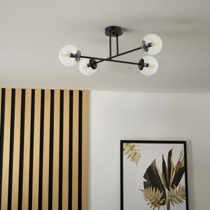 Brilagi - Lampadario da soffitto MALIVA 4xE14/15W/230V nero/trasparente