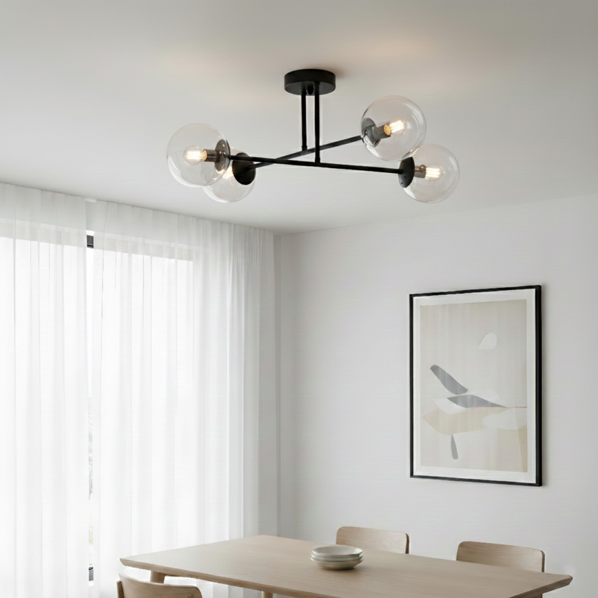 Brilagi - Lampadario da soffitto MALIVA 4xE14/15W/230V nero/trasparente