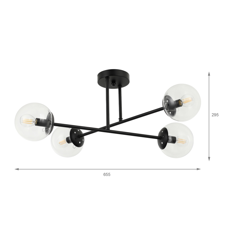 Brilagi - Lampadario da soffitto MALIVA 4xE14/15W/230V nero/trasparente