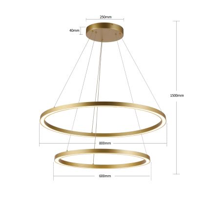BRILAGI - Lampadario a sospensione dimmerabile PORTOFINO LED/98W/230V 3000-6000K Ø 80 cm oro + telecomando