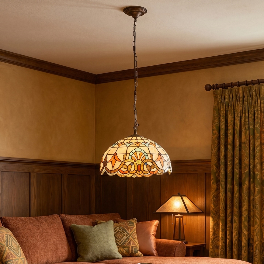 Brilagi - lampadario in vetro Tiffany a catena MIRABELLA 1xE27/60W/230V Ø 40 cm