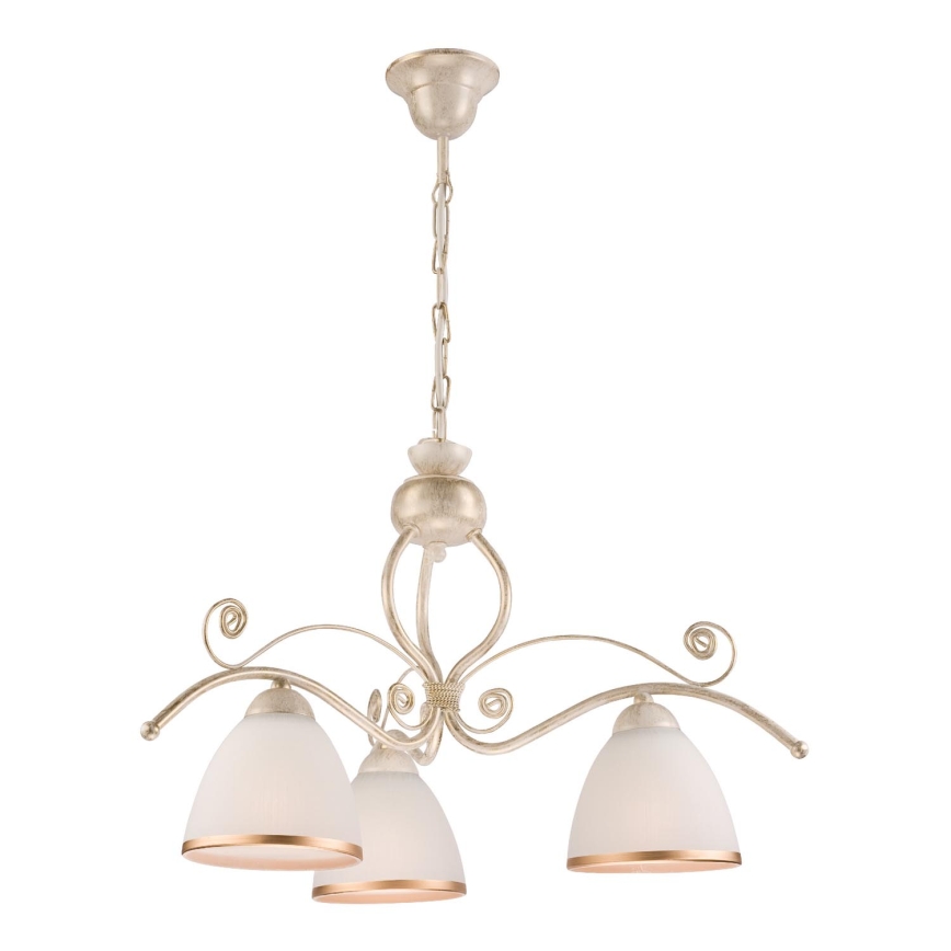 Brilagi - Lampadario LED a catena ANTICO 3xE27/60W/230V 3000K patina bianca