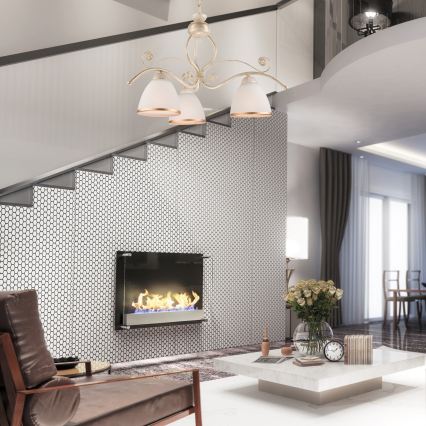 Brilagi - Lampadario LED a catena ANTICO 3xE27/60W/230V 3000K patina bianca