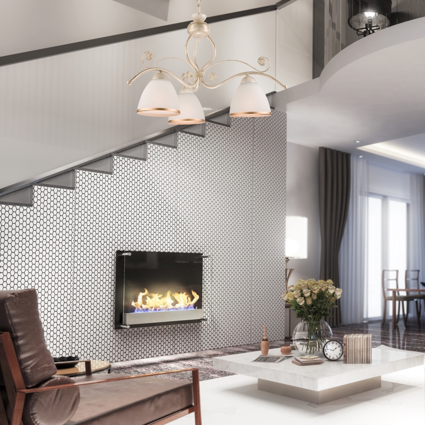 Brilagi - Lampadario LED a catena ANTICO 3xE27/60W/230V 3000K patina bianca