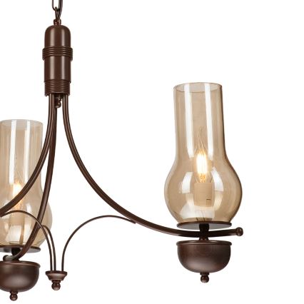 Brilagi - Lampadario LED a catena COTTAGE 3xE14/40W/230V faggio/marrone/beige fumé