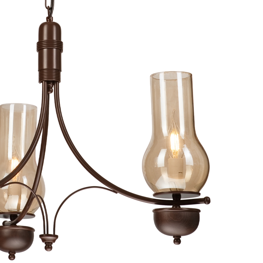 Brilagi - Lampadario LED a catena COTTAGE 3xE14/40W/230V faggio/marrone/beige fumé