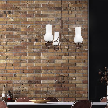 Brilagi - Lampadario LED a catena COTTAGE 3xE14/40W/230V faggio/marrone/bianco