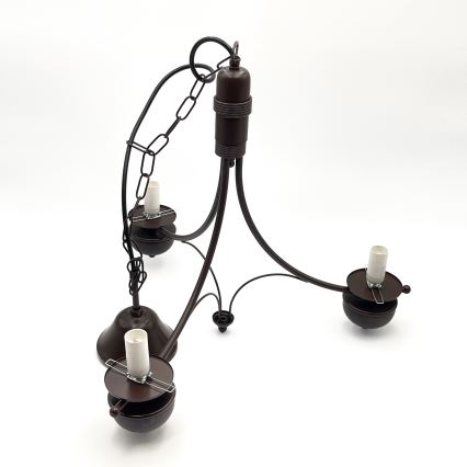 Brilagi - Lampadario LED a catena COTTAGE 3xE14/40W/230V faggio/marrone/bianco