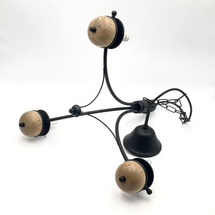 Brilagi - Lampadario LED a catena COTTAGE 3xE14/40W/230V rovere/nero/bianco
