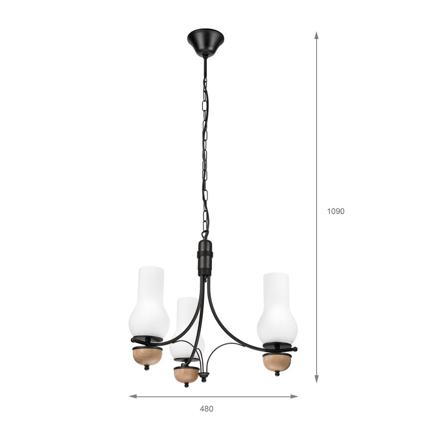Brilagi - Lampadario LED a catena COTTAGE 3xE14/40W/230V rovere/nero/bianco