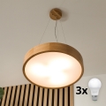 Brilagi - Lampadario LED a cavo CARVALHO 3xE27/15W/230V in rovere, Ø 47,5 cm