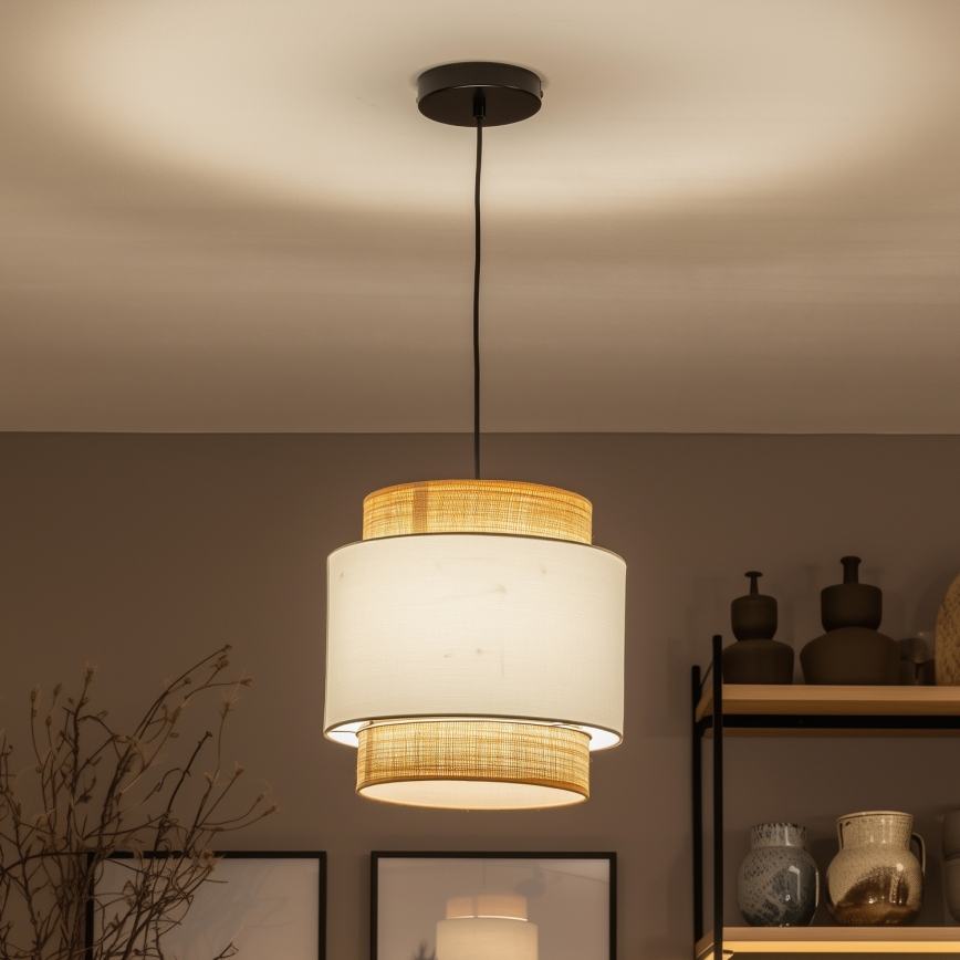 Brilagi - Lampadario LED a cavo CERIA 1xE27/40W/230V Ø 30 cm nero/beige/bianco