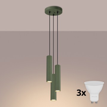 Brilagi - Lampadario LED a cavo CRESTO 3xGU10/10W/230V verde