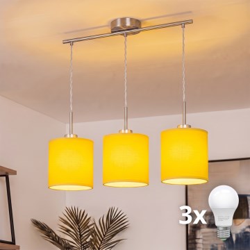 Brilagi - Lampadario LED a cavo NUBILA 3xE27/60W/230V giallo