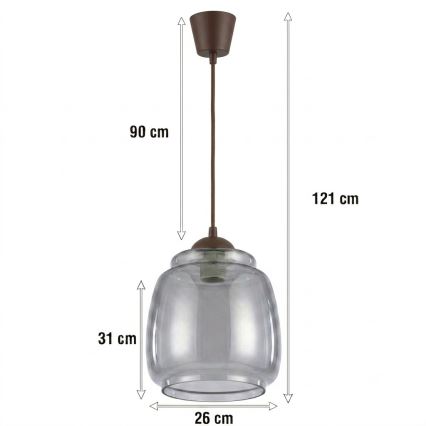 Brilagi - Lampada a sospensione LED su cavo RETRO GLASS 1xE27/60W/230V Ø 26 cm marrone/grigio fumé